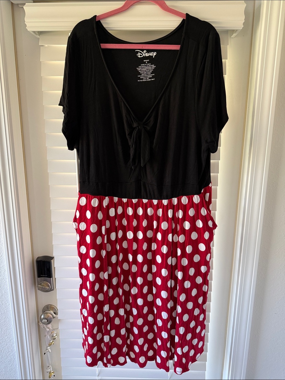 Disney Black Top Red & White Polka Dot Skirt Midi Dress
